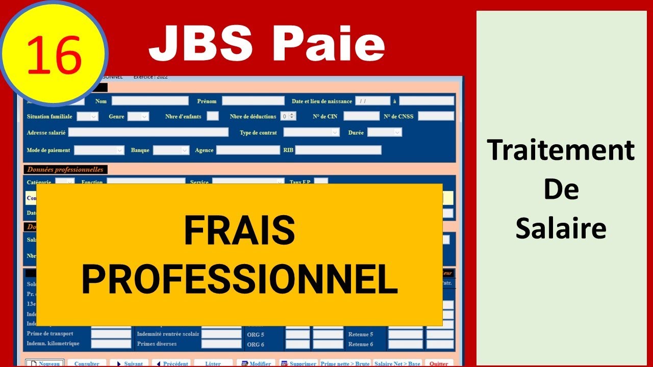 16 - Bulletin de Paie - Calcul Frais Professionnel
