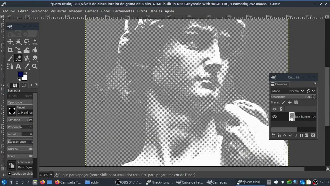 Halftone para impressão de estampa de camisa DTF com GIMP