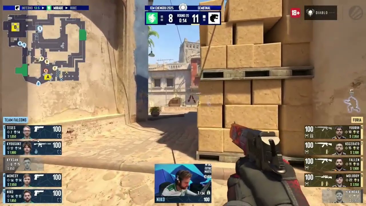 Niko Deagle Mirage 4th anniversary. Falcons vs Furia.