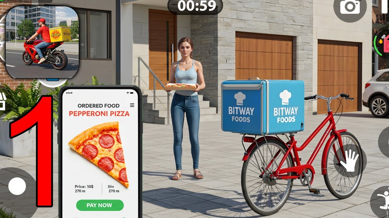Food Delivery Simulator - Gameplay Walkthrough Part 1 - New Bike (iOS,Android GamePlay)
