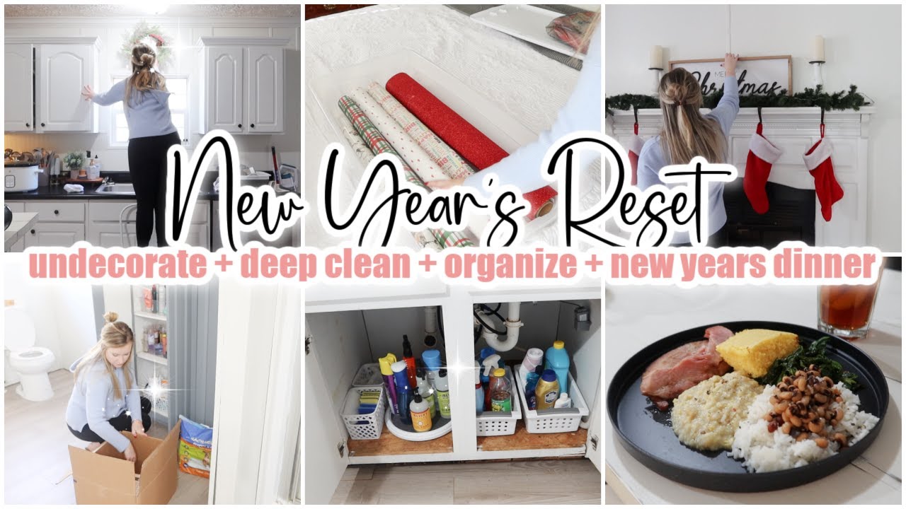 ✨NEW YEAR SUNDAY RESET // undecorate + deep clean + declutter + new years dinner