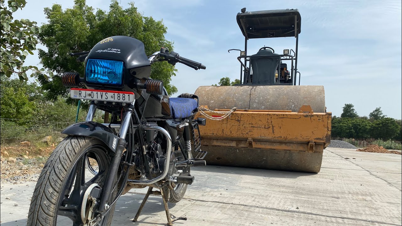 Giant Road Roller vs splendor Bike Power Testing | Challenge #RoadRollervsBike #mrindianhacker