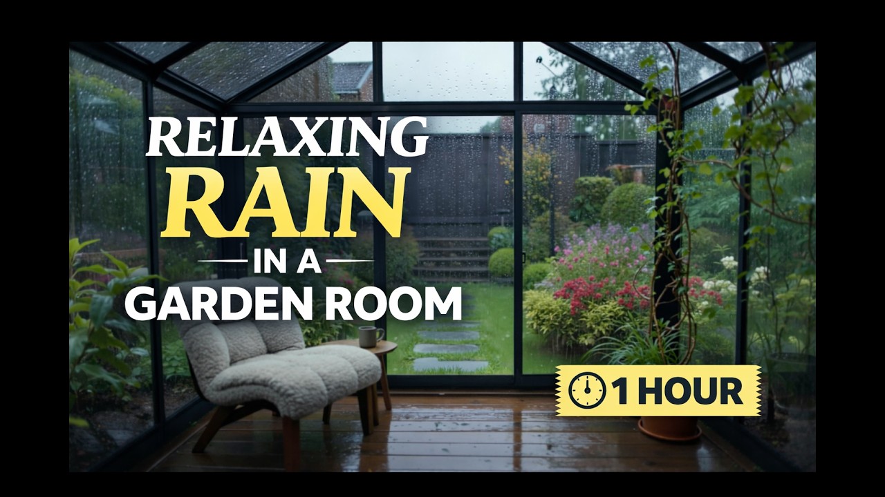 Relaxing Rain in a Garden Room 🌧️ | 1 Hour of Calm, Focus & Deep Relaxation