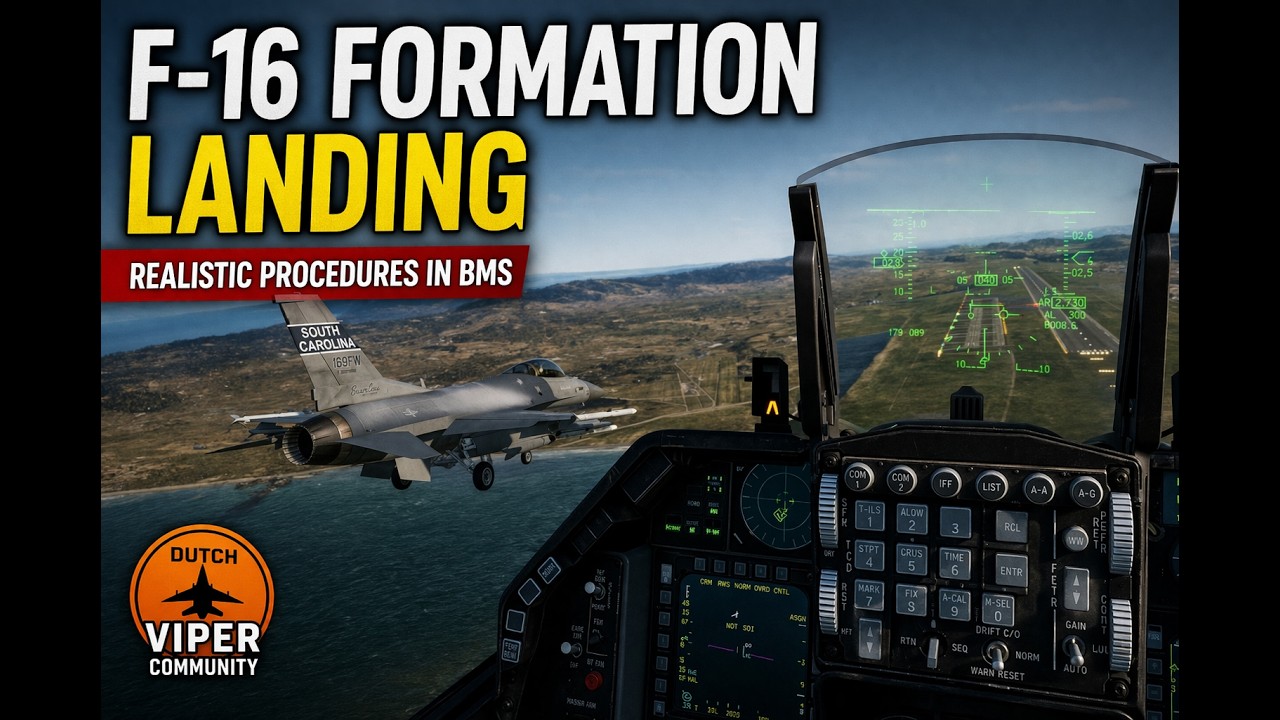 Falcon BMS 4.38.1 Squadron Training | F-16 Formation Landing