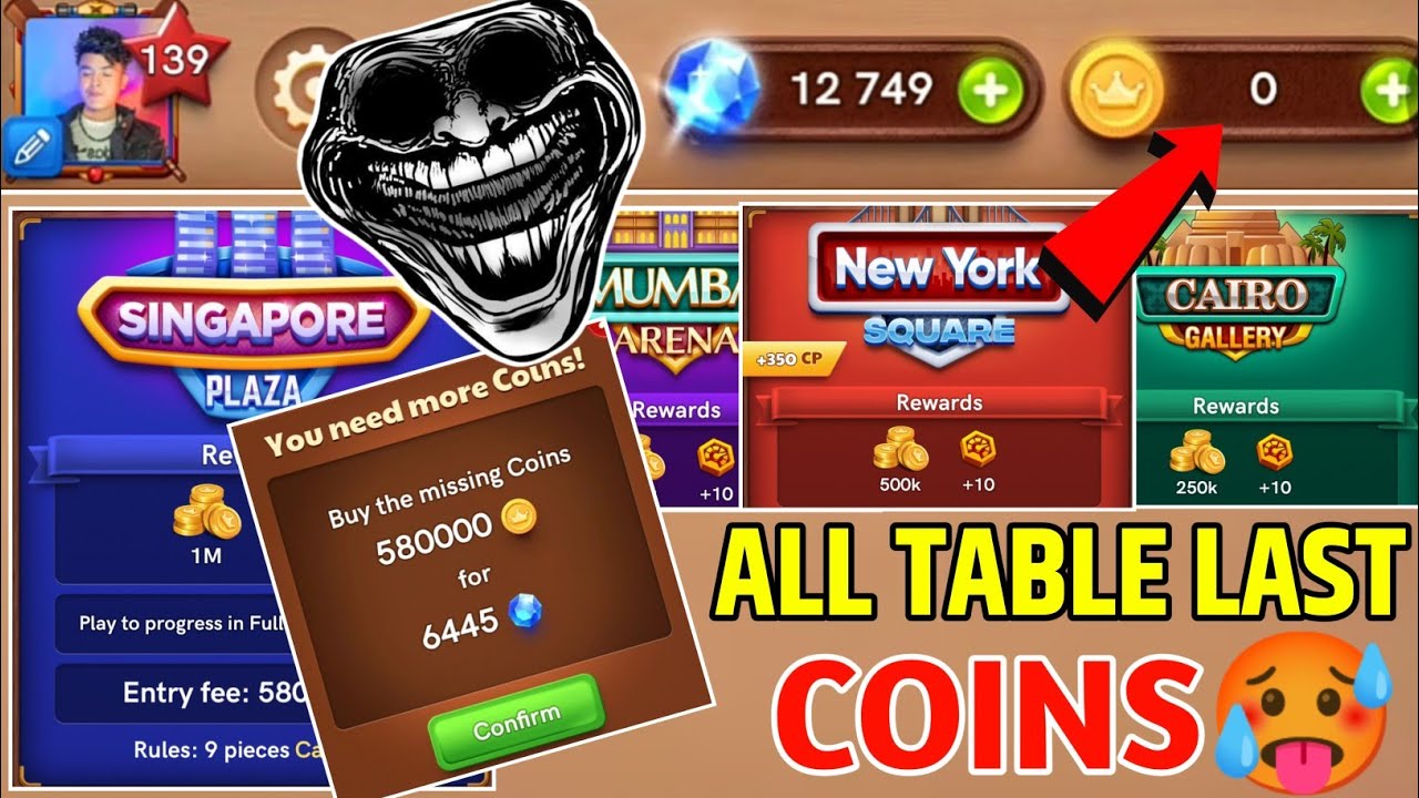 🔥 OMG All Table Last Coins Gameplay 🥵Carrom Pool Gaming Yash 🔥☠️