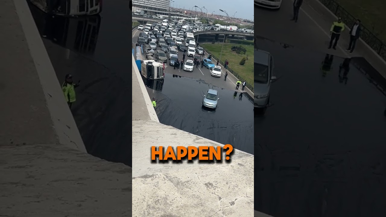 Он проехал через опасный разлив нефти