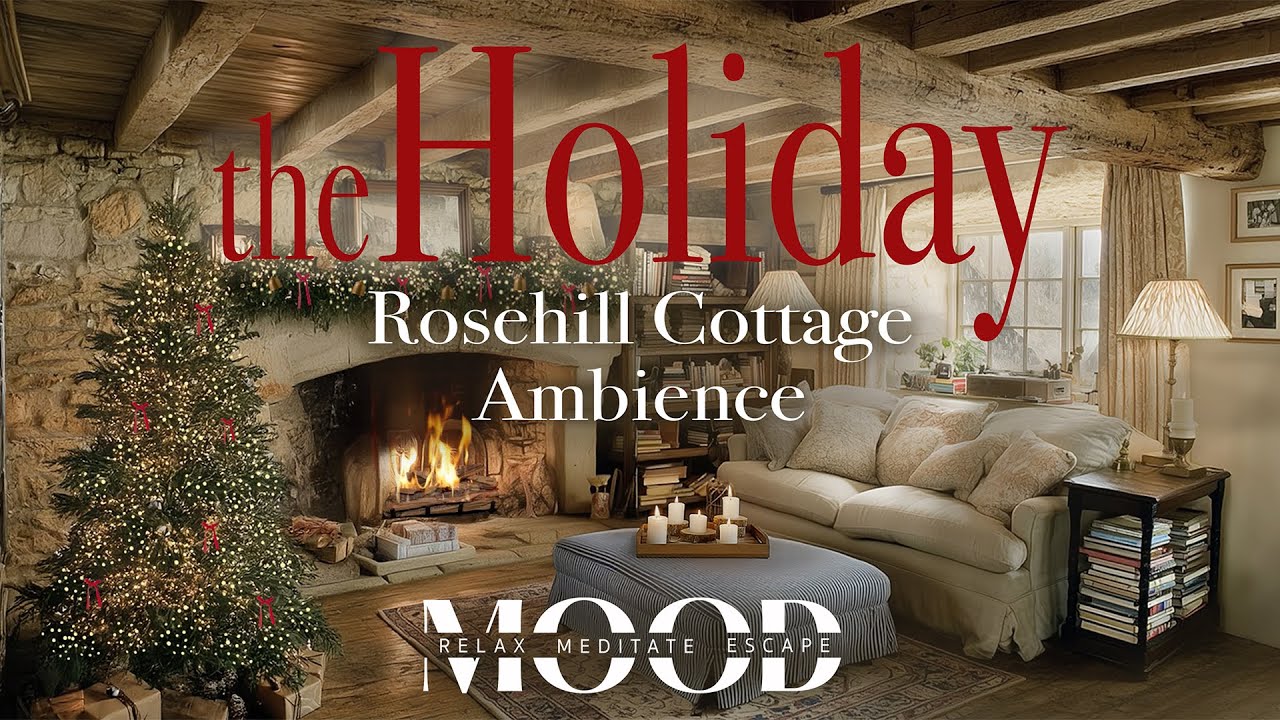 The Holiday Rosehill Cottage Christmas Ambience | Cozy Fireplace, Gentle Snow & Soft Classical Music
