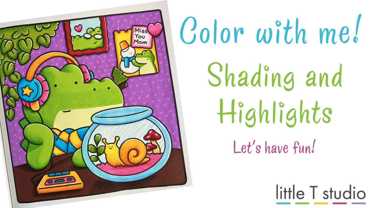 Color with Me - Beginner 101 Shading and Highlights Coloring in Coco Wyo Books - ASMR