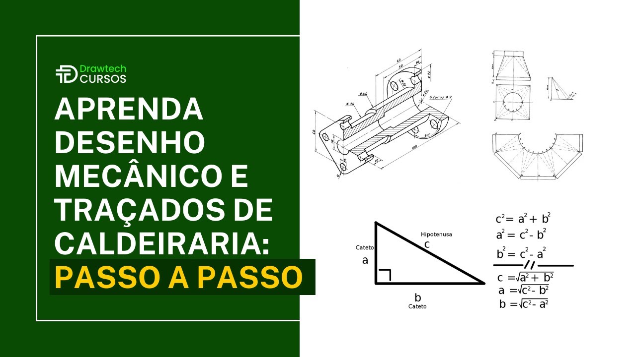 AULA SEMANAL #001 - Desenho Mecânico - Traçado de um quadrado x redondo - Pitágoras na Caldeiraria