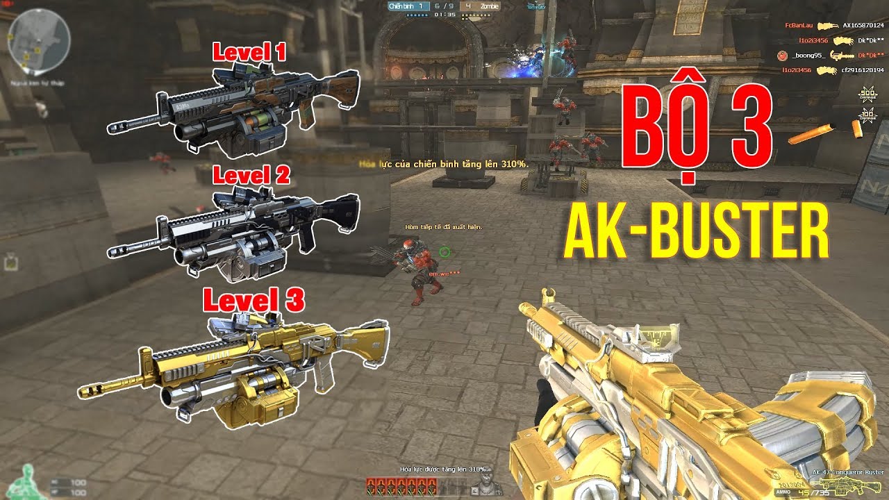 Sức Mạnh Của BỘ 3 AK47-BUSTER Từ Level 1 Đến Level 3 - Rùa Ngáo