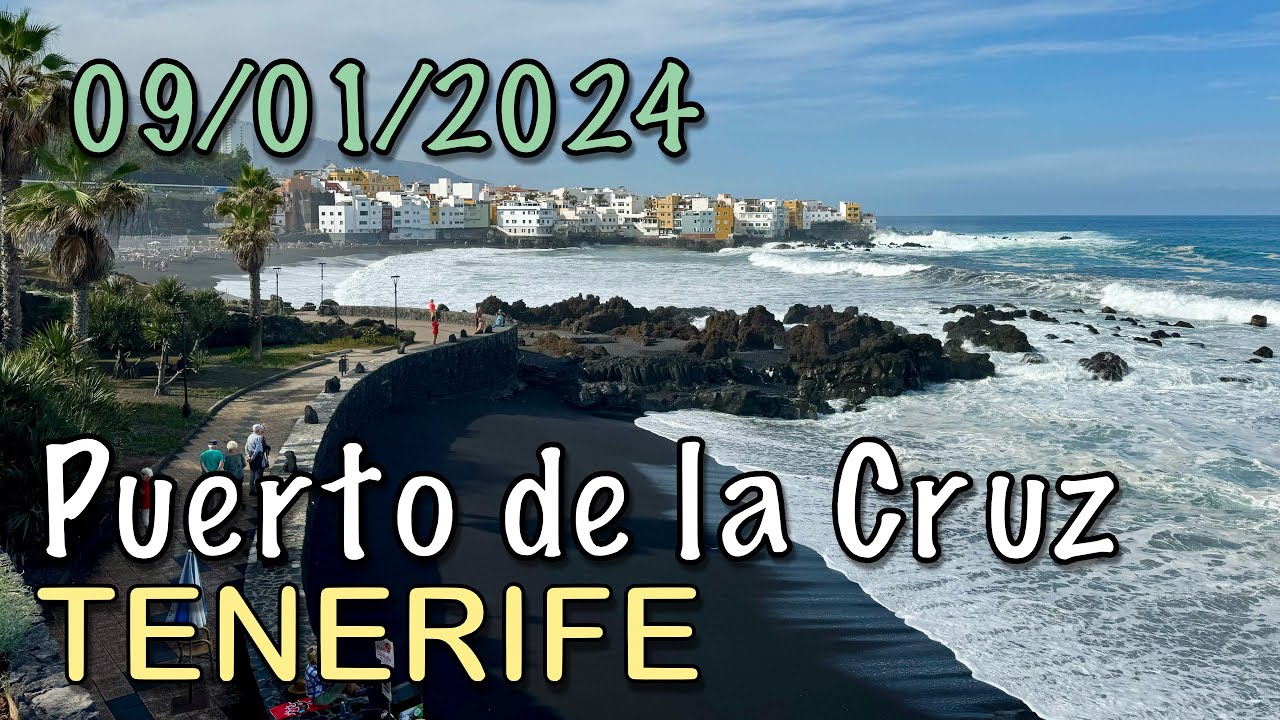 Tenerife - Puerto de la Cruz - playa Jardín 09/01/2024 🌥️🌊 4K HDR 🚁