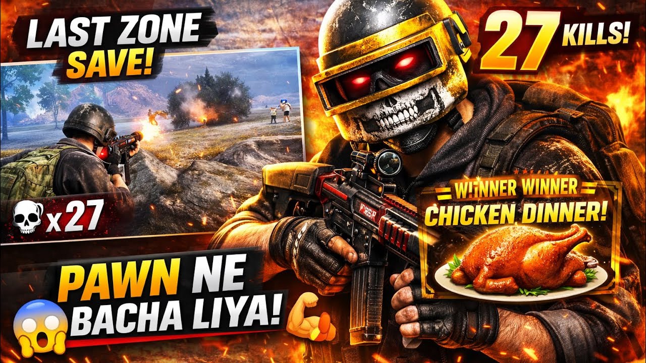 Pawn Ka Clutch! Last Zone Save + 27 Kills Chicken 🐔🔥
