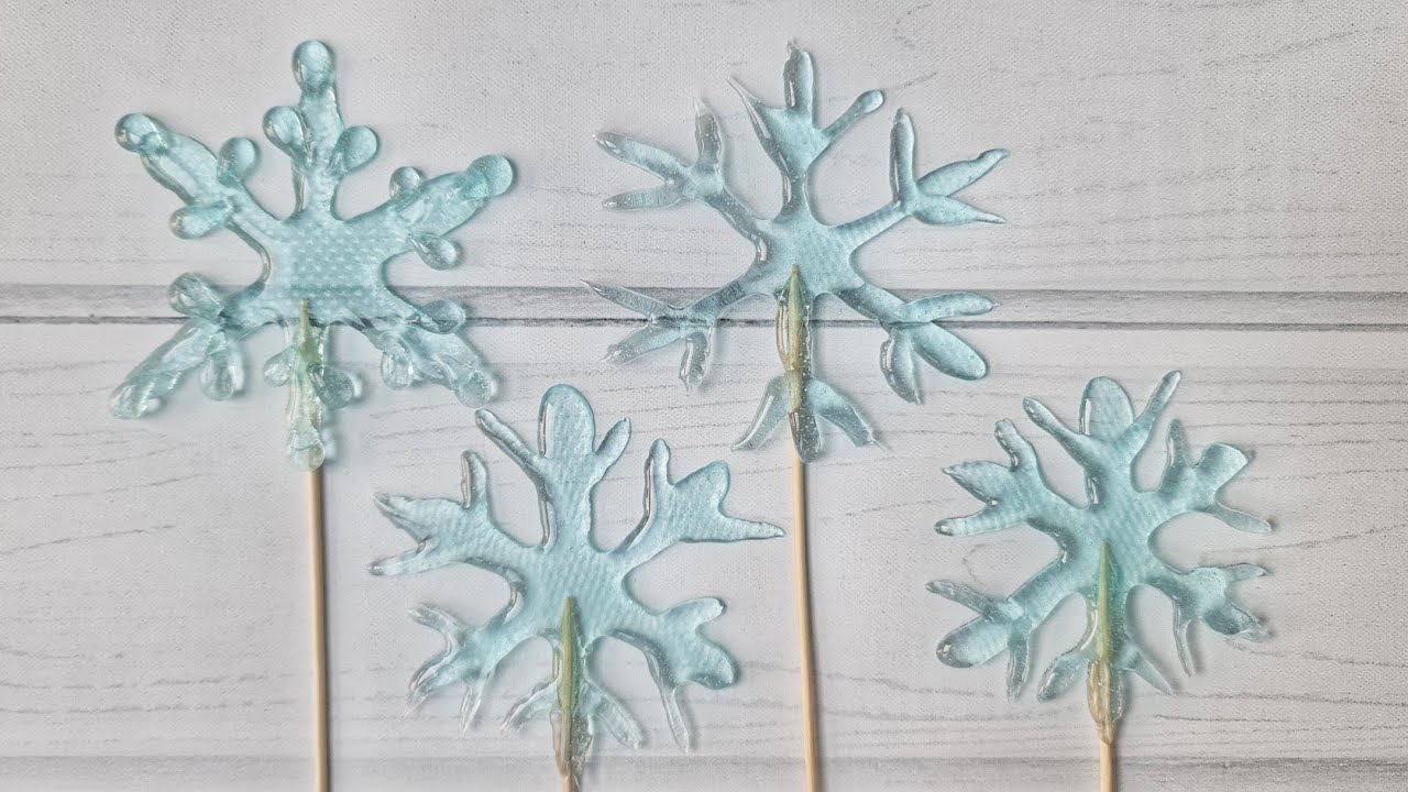 Снежинки из изомальта 🔹️ Снежинки-топперы для торта.