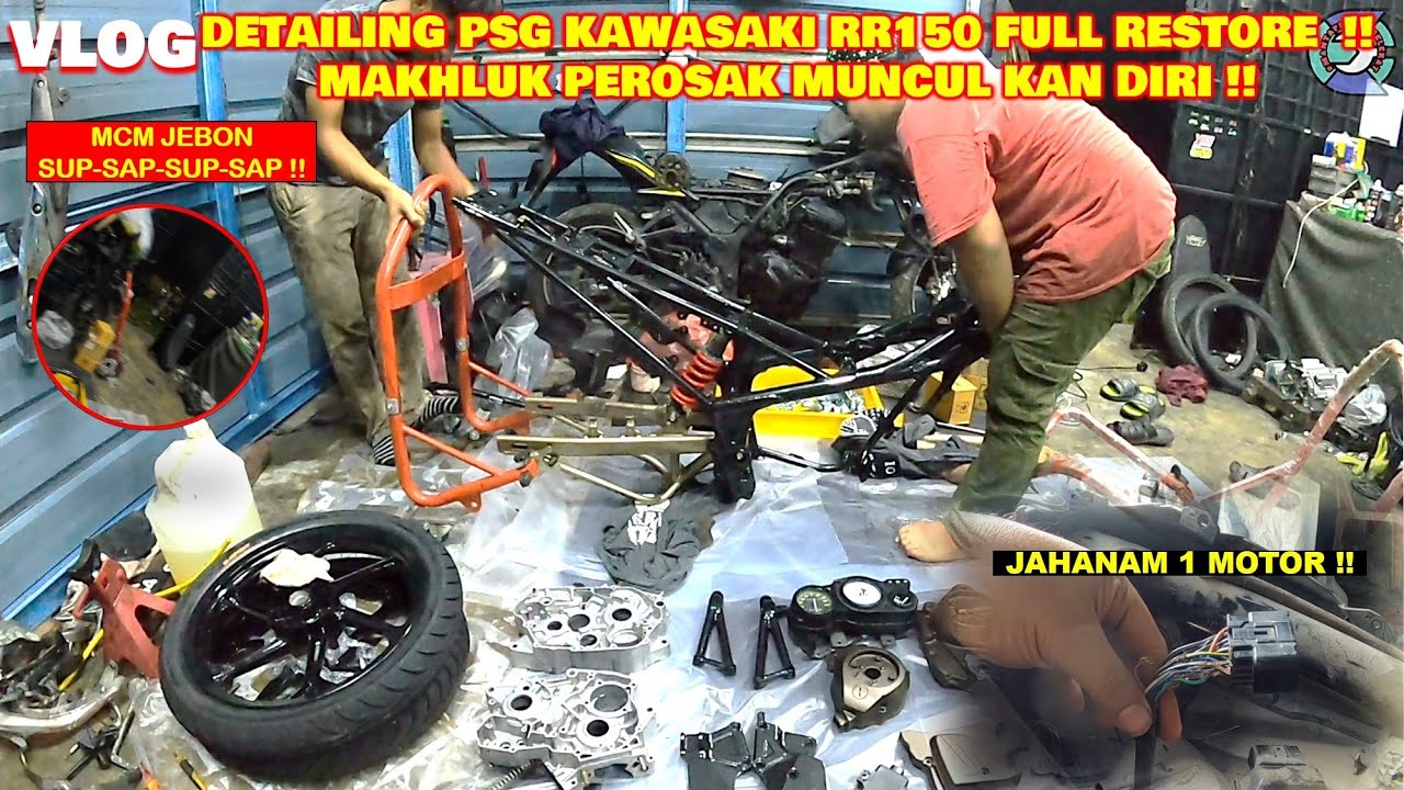 DETAIL PASANG PART FULL RESTORE A-Z KAWASAKI RR150 PART 1 | TIKUS TAK GUNA | JAHANAM WIRING MOTOR |