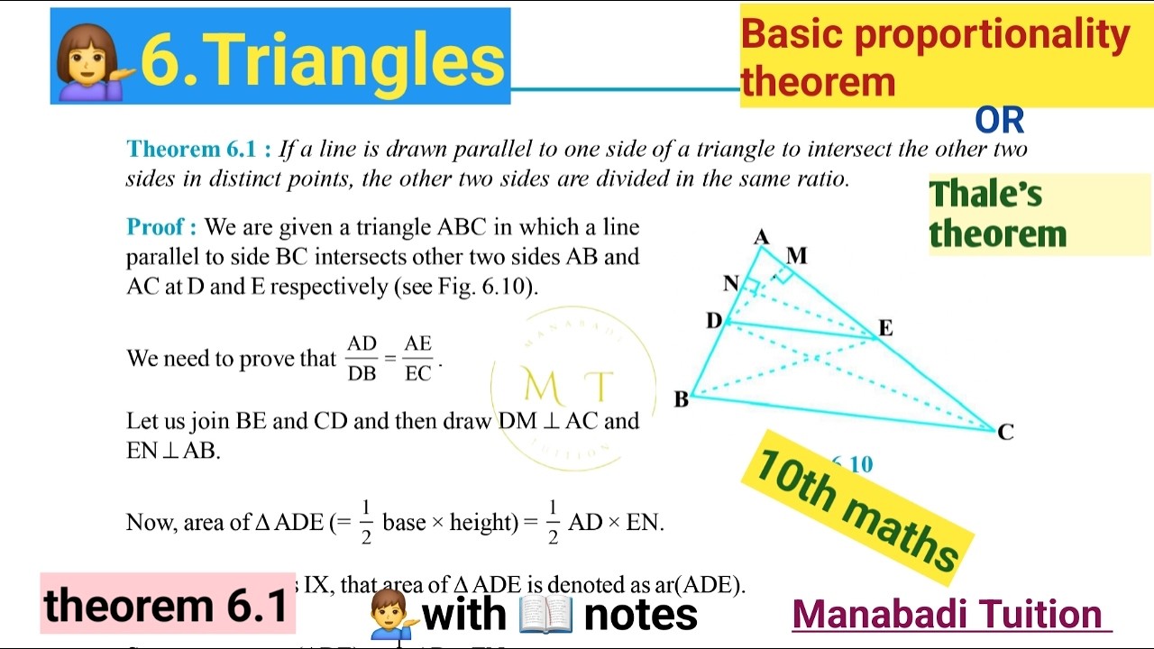 10th class math| Chapter 6| Triangles| Theorem 6.1| Basic proportionality theorem| Thales theorem |