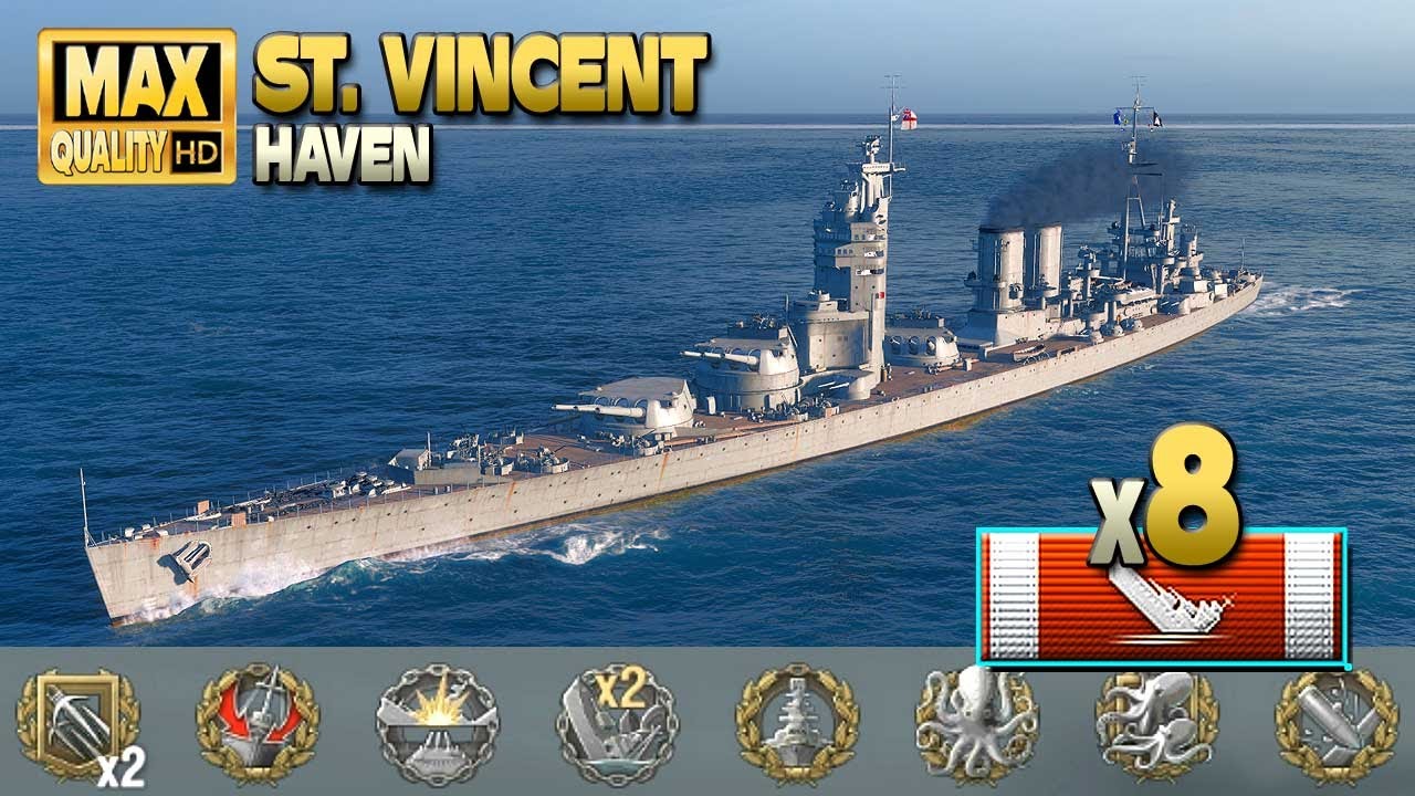 Линкор Сент-Винсент на карте Haven - World of Warships