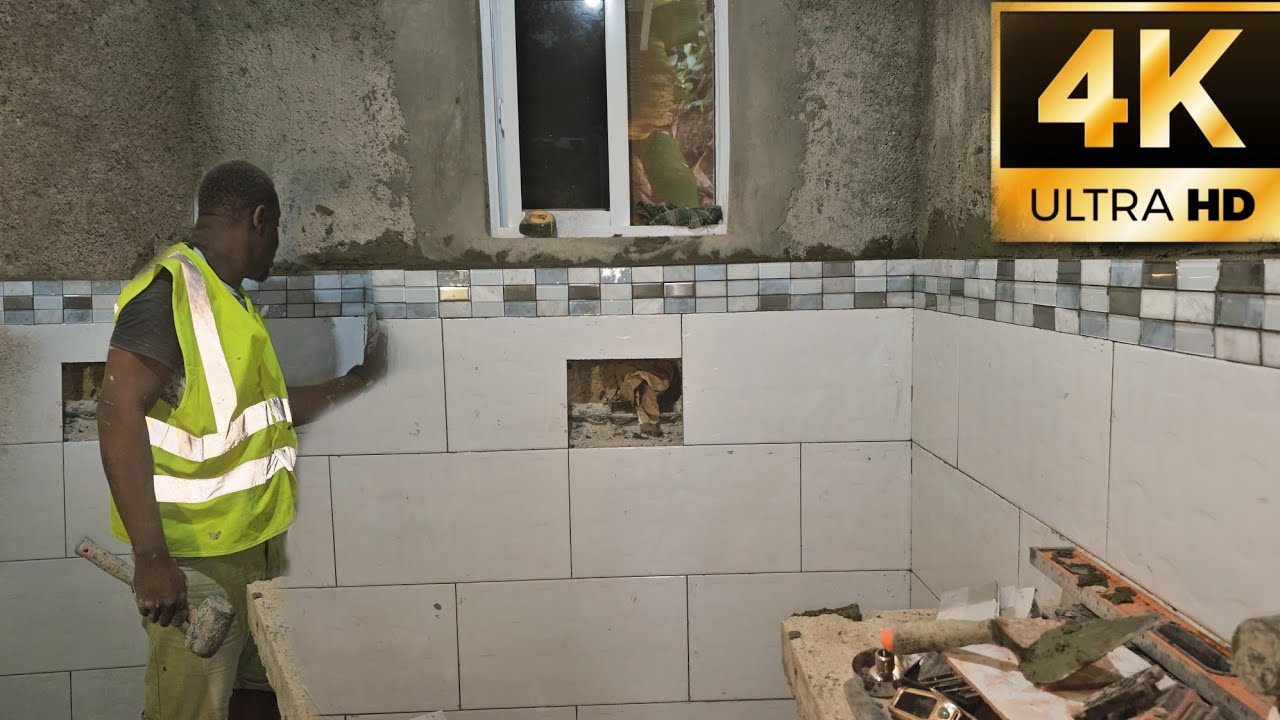 Tiling the bathroom it looks so beautiful and not finished yet @whipbosstv1992 