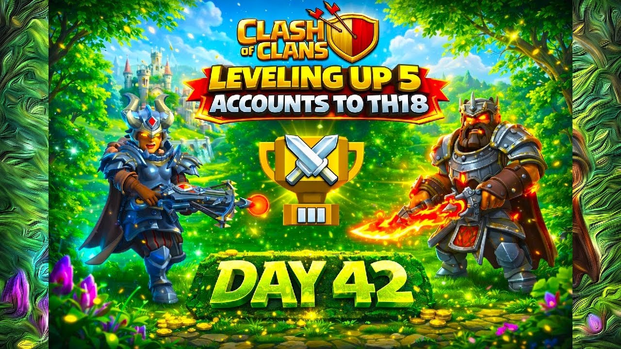 Day-42|| From Town Hall 1 To Town Hall 18 || Leveling 5 Accounts Simultaneously  || #coc