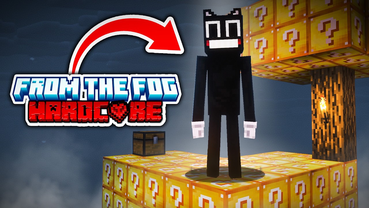 J'ai ajouté CARTOON CAT dans mon MONDE Skyblock LuckyBlock en HARDCORE Minecraft (From The Fog #4)