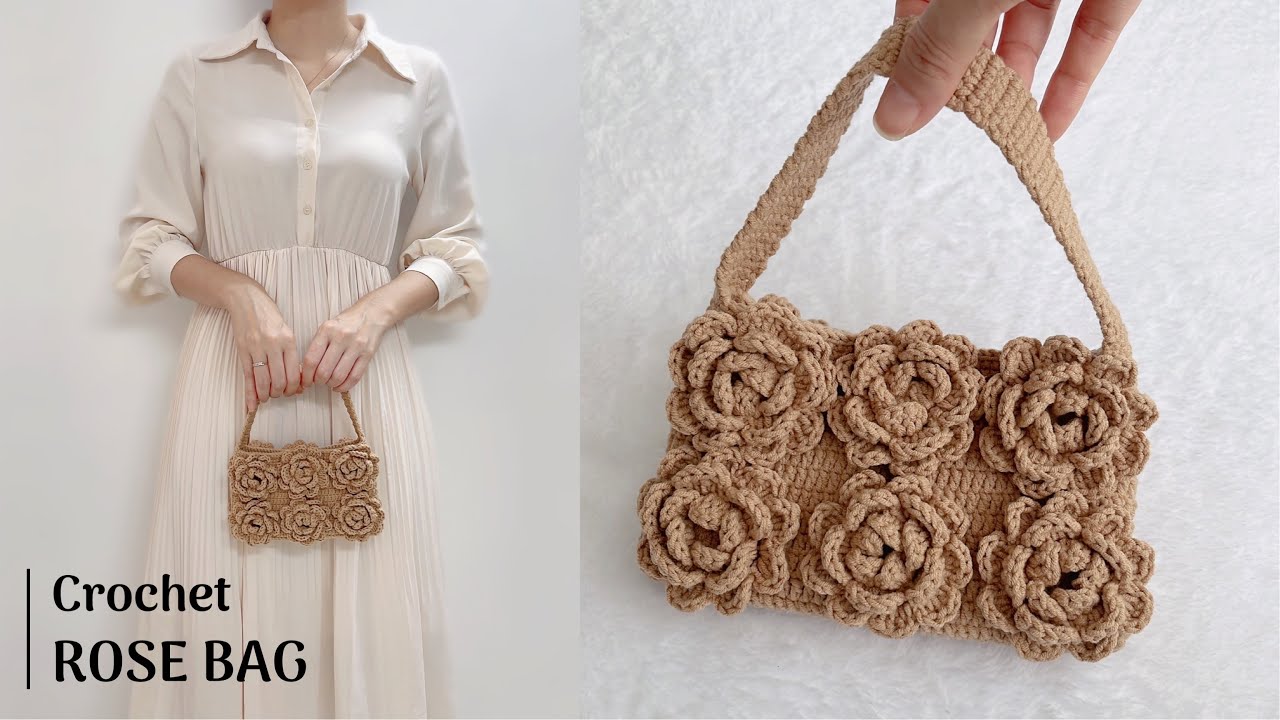 Crochet Rose Bag | Móc túi hoa hồng cầm tay siêu xinh