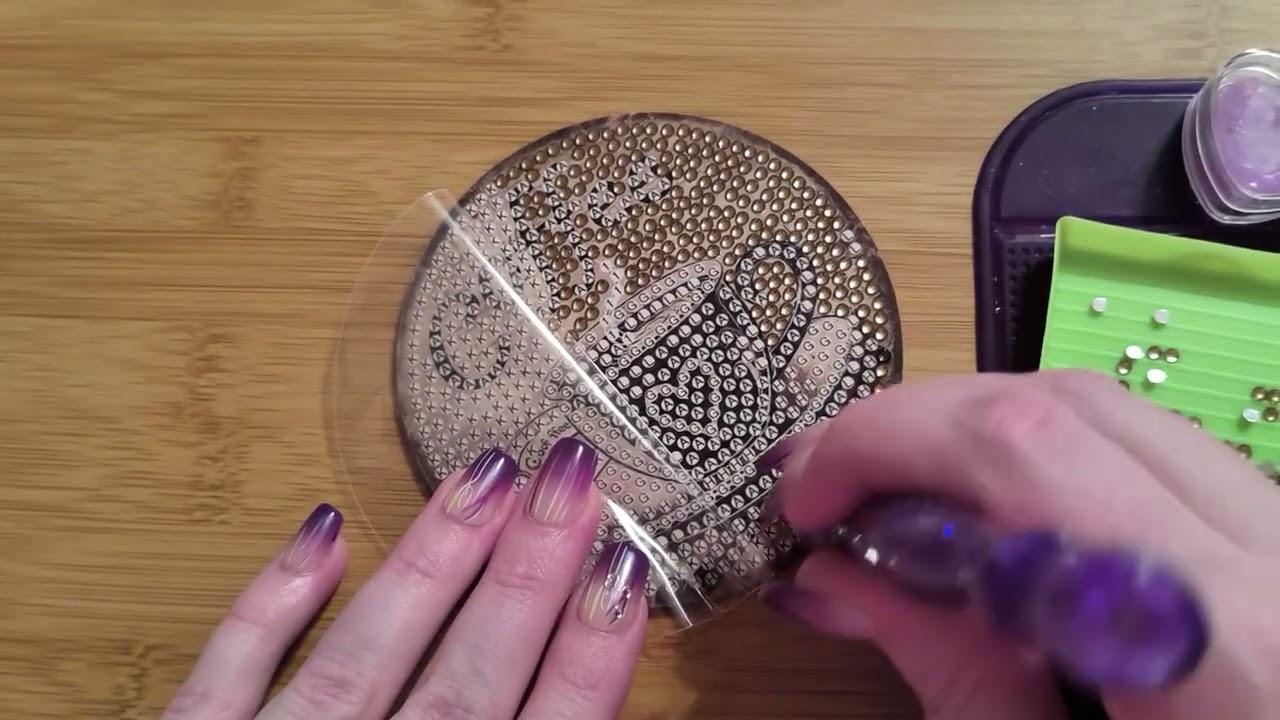 Relaxing diamond painting with me - coffee coaster set - part 3