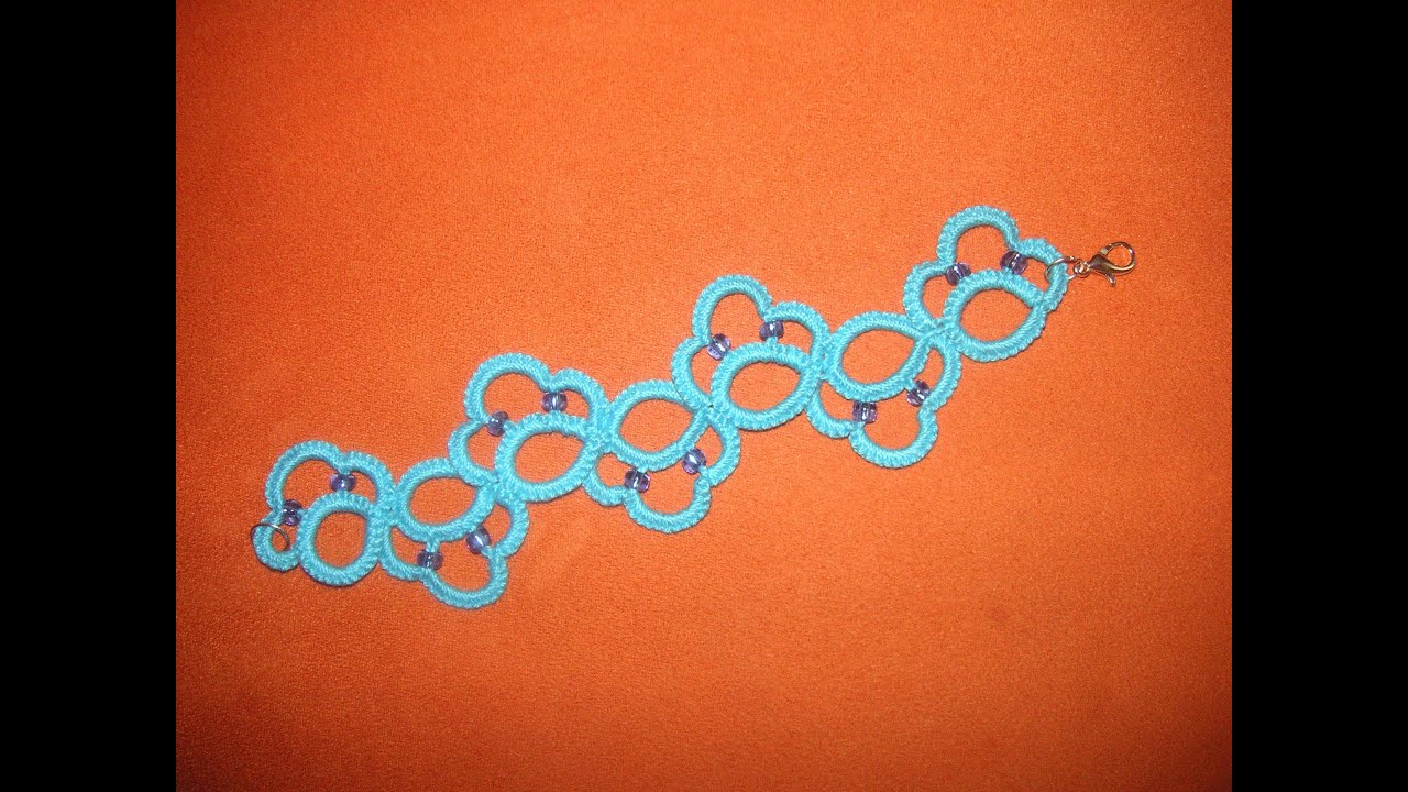 32' TUTORIAL BRACCIALE CHIACCHIERINO AD AGO EASY BRACELET NEEDLE TATTING Frivolitè Encaje фриволите