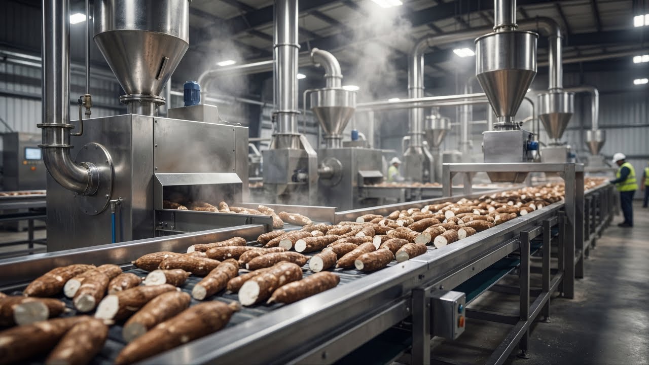 INSIDE A MASSIVE U.S. CASSAVA FLOUR FACTORY | STEP-BY-STEP PROCESS