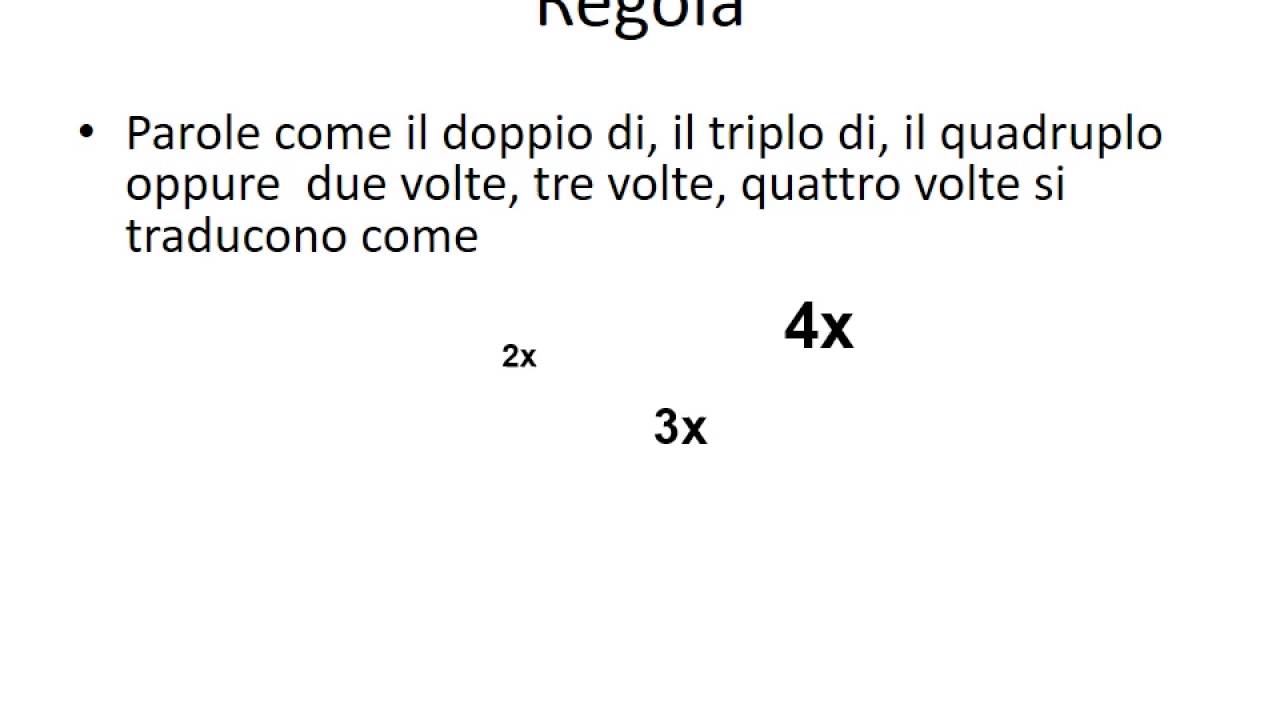 Regole di traduzione dei problemi in equazioni