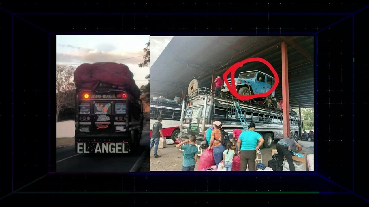 ¡Increíble! Bus que viaja a Waspán  transporta un jeep en la canastera