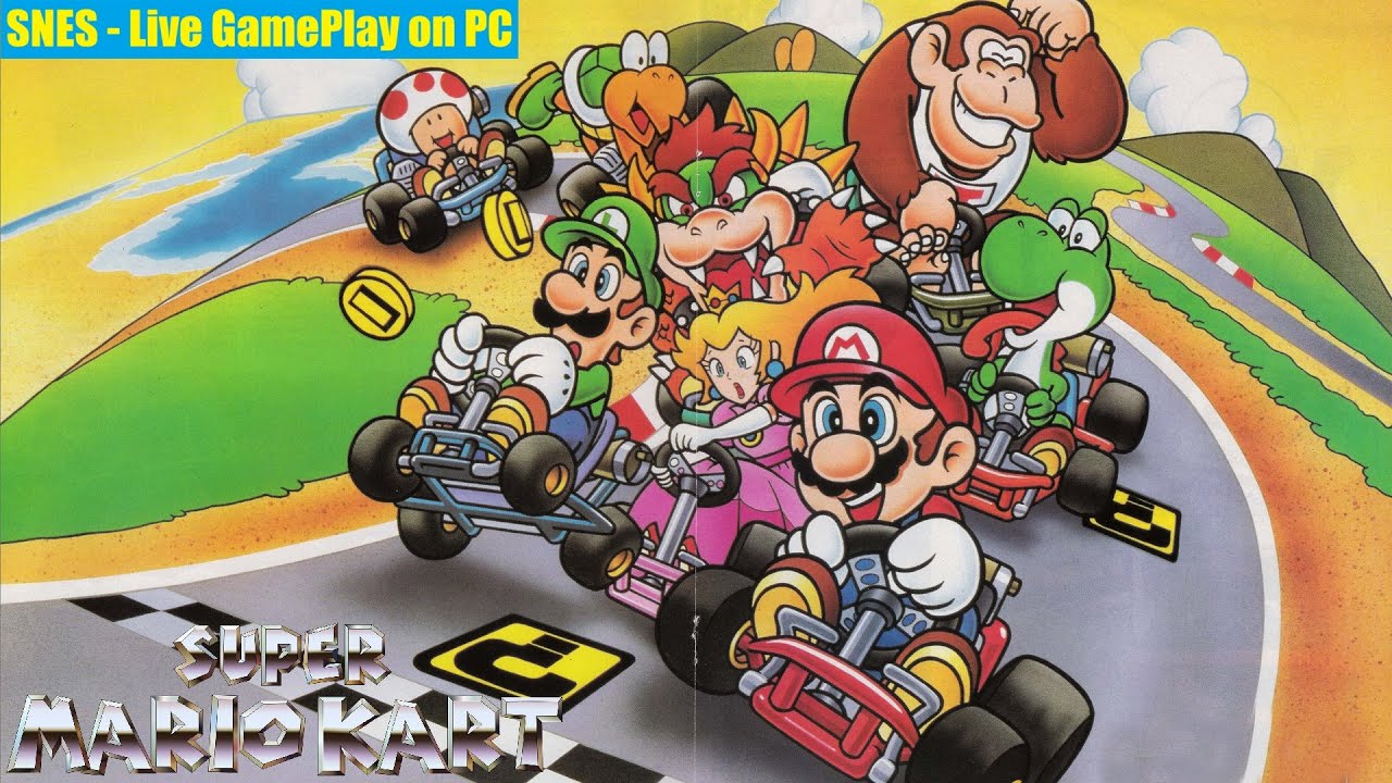 Super Mario Kart - SNES Live GamePlay on PC - 100% Gold Cup Completion