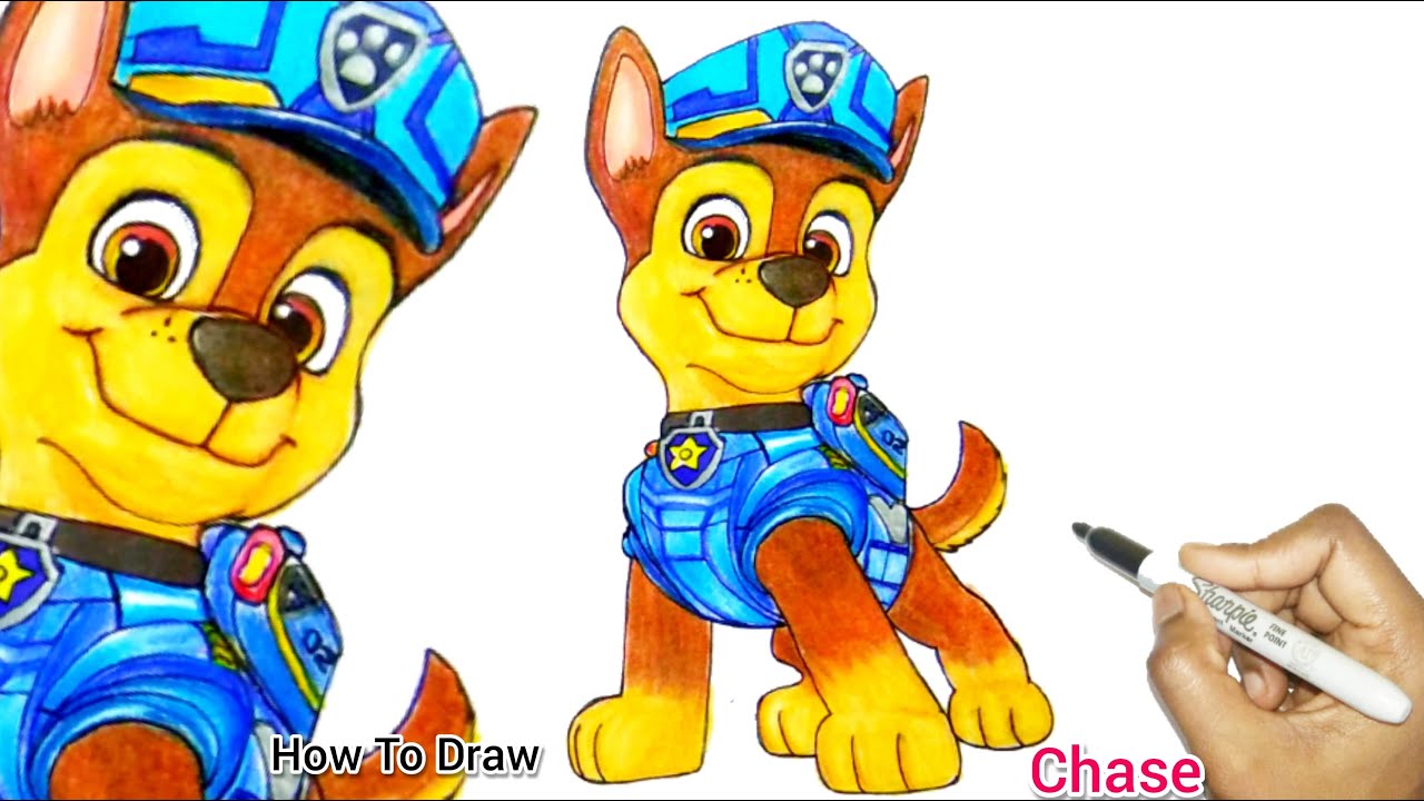 Chase Rescue Ryder From Cloud Catching Machine Thunderstorm|How To Draw Chase From Paw Patrol Movie