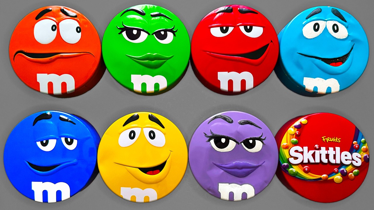 Satisfying Video | Beautiful Unpacking Vibrant Skittles & Yummy M&M'S Candy From Brilliant Tins ASMR