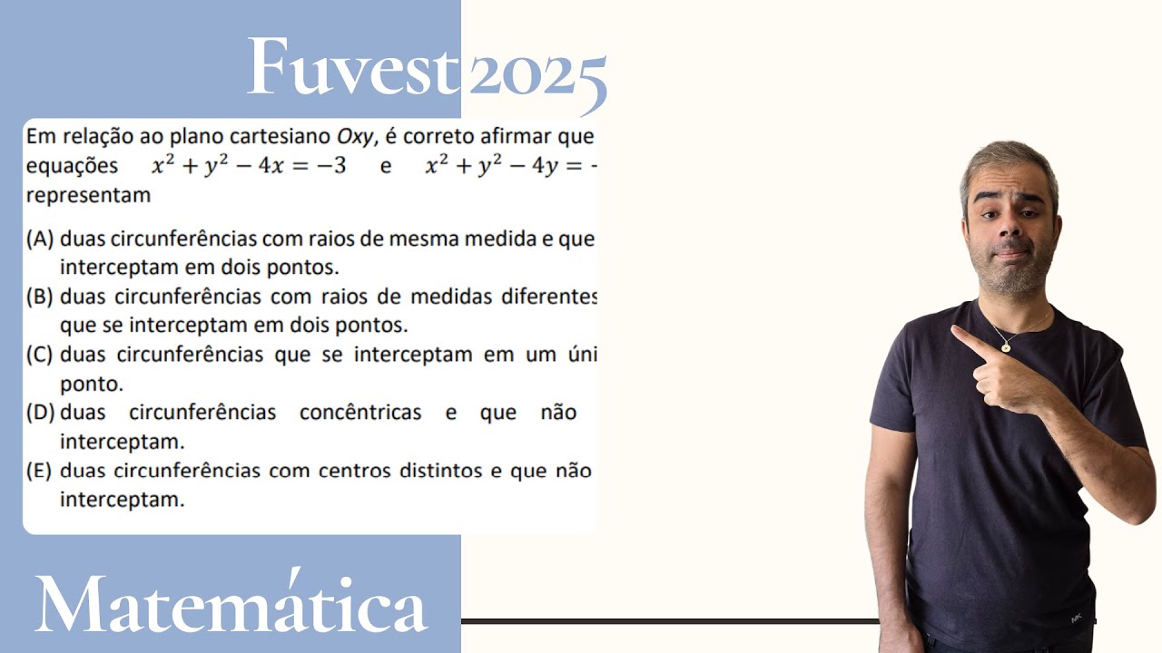 FUVEST 2025 - Em relação ao plano cartesiano Oxy é correto afirmar que as equações x² + y² - 4x = -3