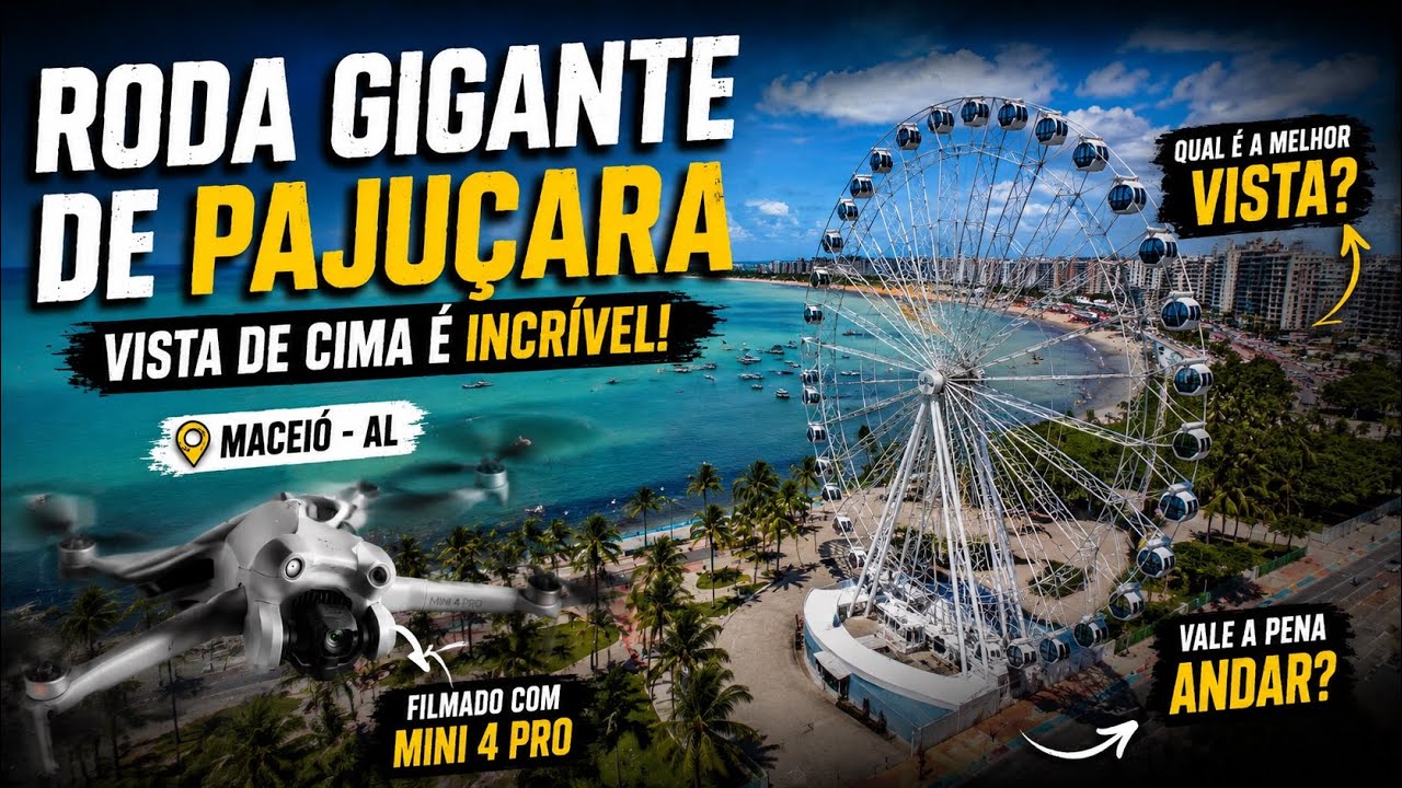 Praia de Pajuçara, começando pelo novo ponto turístico, a roda gigante de Maceió. 
