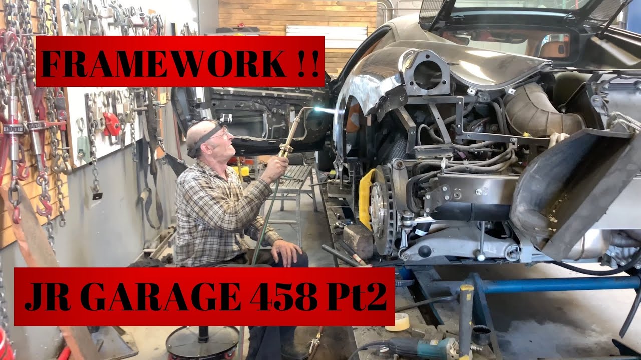 JR GARAGE FERRARI 458 Wrecked Rebuild FRAMEWORK COMPLETE Pt 2 (VIDEO #5)