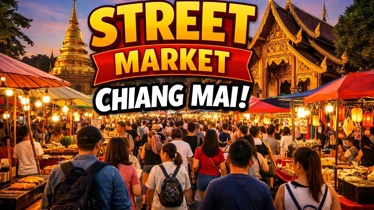 Sunday Street Market in Chiang Mai 🇹🇭 | Walking Tour with Ambient Sounds