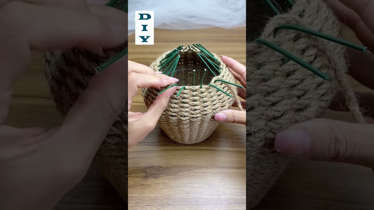 DIY Flower Basket (Vase) from Rope, Wire, and Plastic Bucket 🌺🧺 #craftsplay