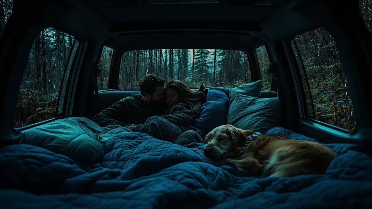 Cozy Car with Dogs 🐶 Heavy Rain on the Roof & Thunderstorm ASMR Environment ⚡