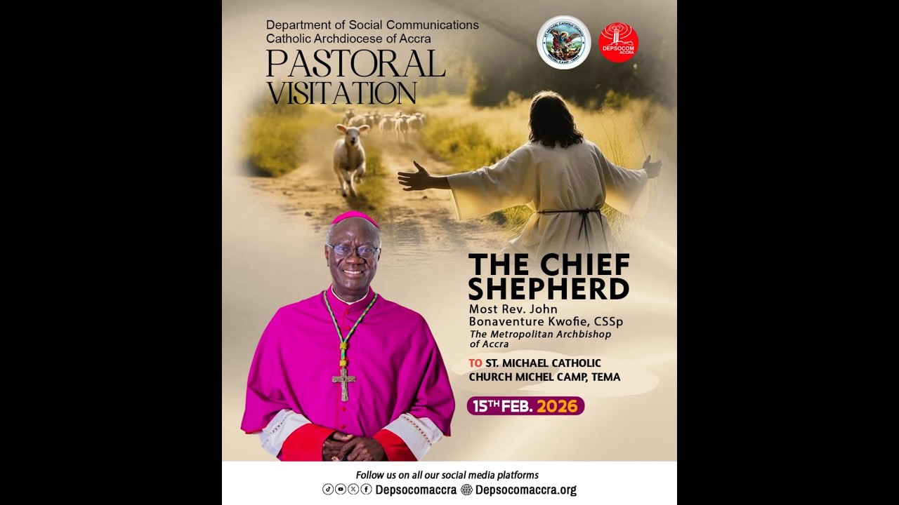 MOST. REV. JOHN BONAVENTURE KWOFIE , CSSp.PASTORAL VISIT TO ST.MICHEAL CATHOLIC CH MICHEL CAMP, TEMA