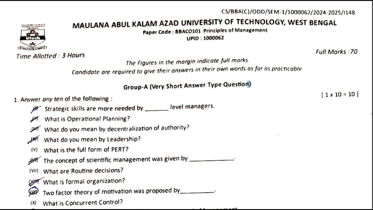 MAKAUT BBA 2025 | Principles of Management Question Paper & Syllabus discussion by Amrita Mam