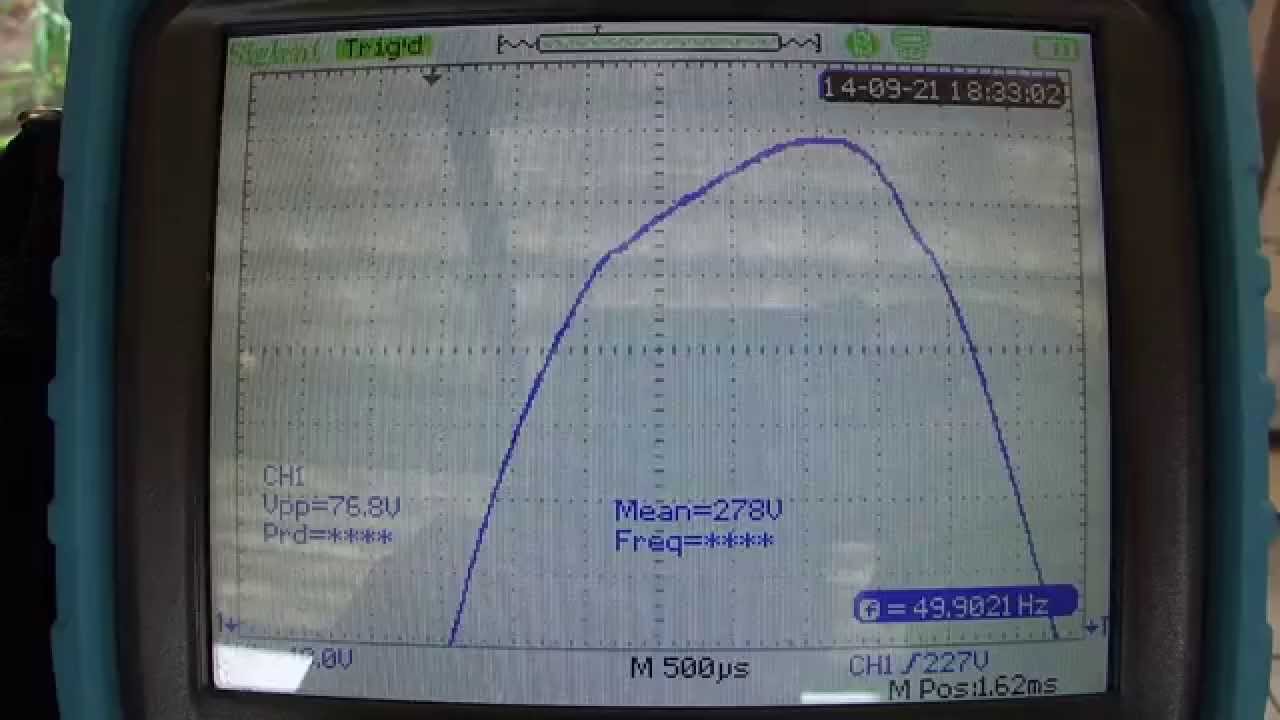 Oscylogram podmiejskiej sieci energetycznej - bez większych zakł&oacute;ceń