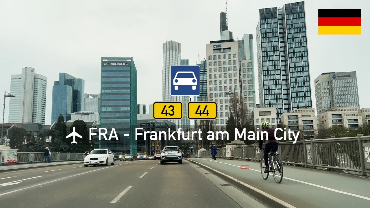 Driving in Germany: Bundesstraße B43 & B44 from FRA Airport to Frankfurt am Main City