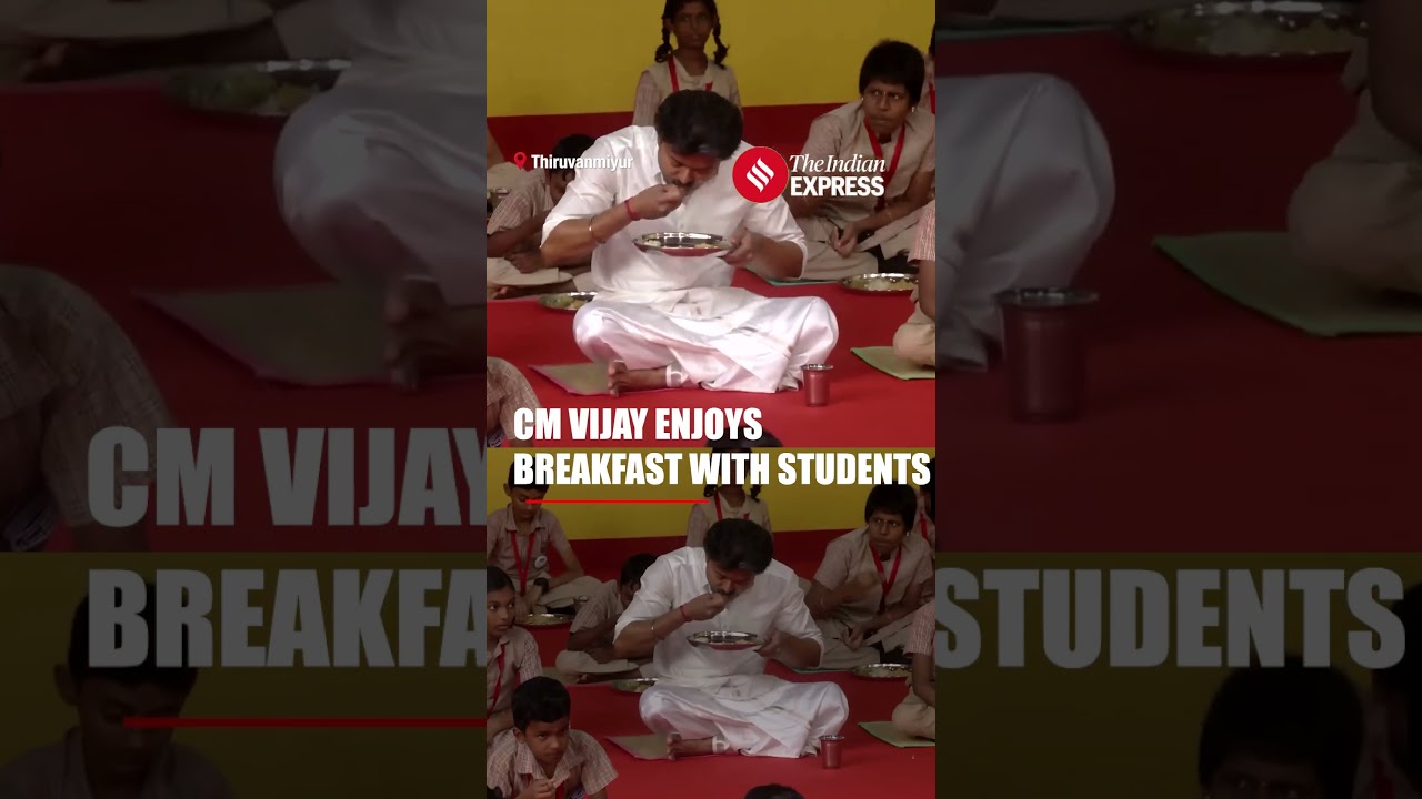 Tamil Nadu CM Vijay Eats Breakfast With School Students