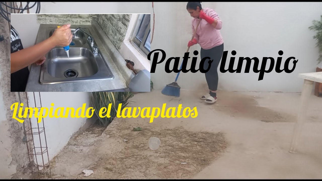 Limpiando muy bien el lavaplatos✨️nos vacunamos🙌patio bien limpio🫠
