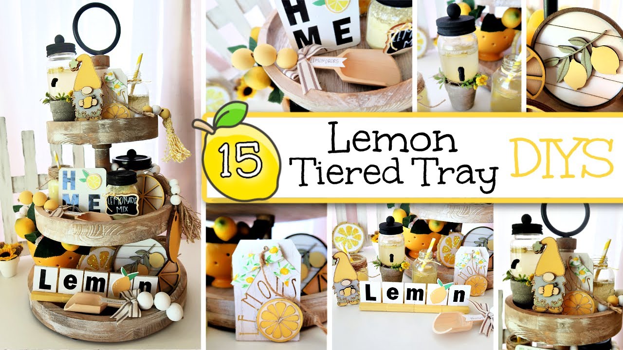 15 LEMON THEMED TIERED TRAY DIYS | Lemon Decor Inspo | Summer Tiered Tray DIYS | NEW CRAFT KITS