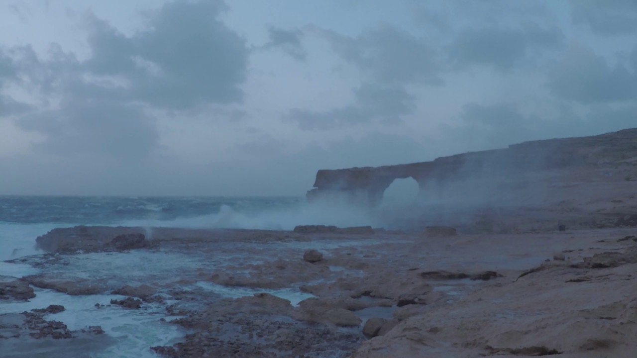 Close Look at Waves Slam Into Malta's Famous Azure Window Prior to its Collapse