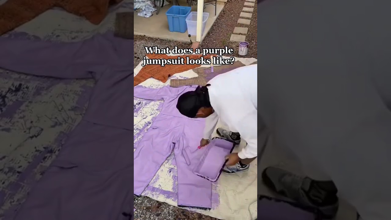 FlashMob Runway Look 31 is a thrifted jumpsuit painted pastel purple💜 