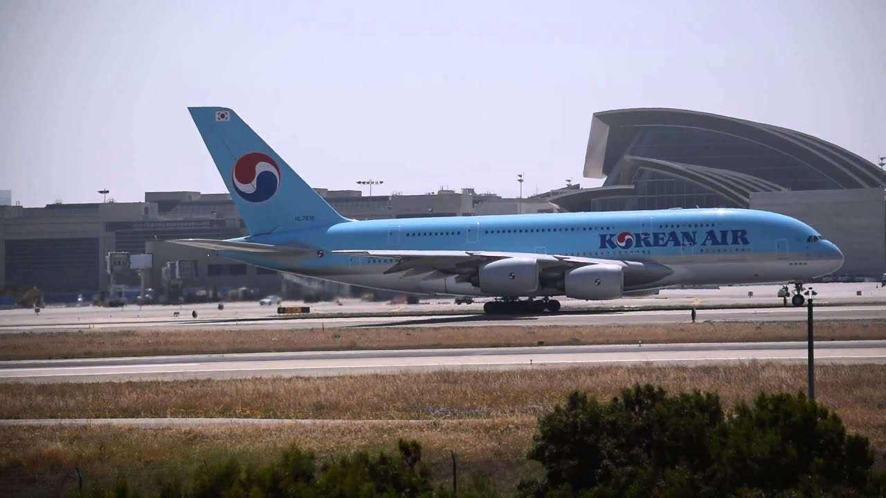 Korean Air Airbus A380 HL7619 Departing Los Angeles International Airport