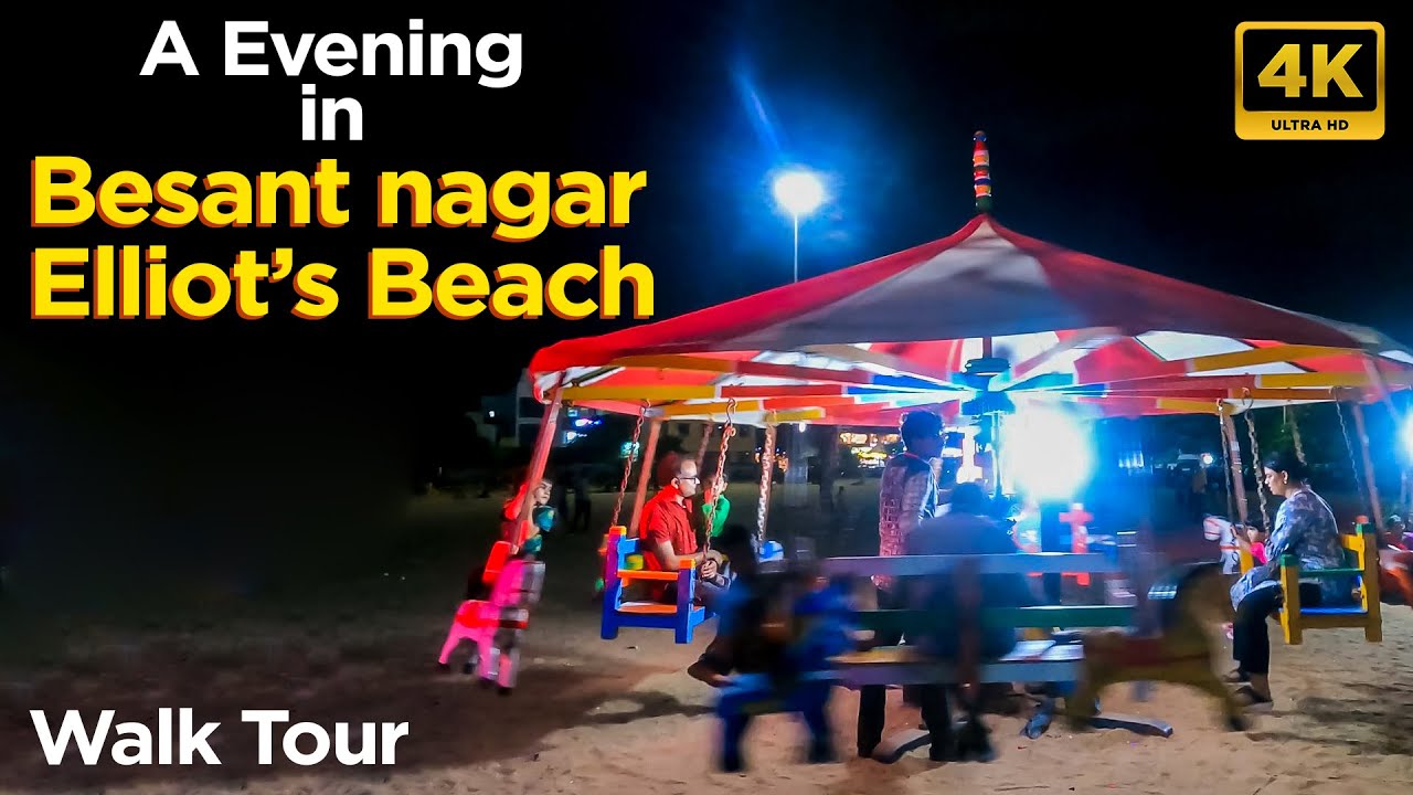 Chennai Besant Nagar Beach Night Walking Tour - 4K Nomadic Walk Tours Pro Walk Tours