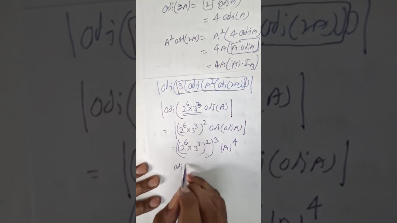 JAN 23 2026 M Let |A|=6, where A is 3×3 matrix. Of |adj(3adj(A².adj(2A)))|=(2^m)*(3^n), m,n€N...